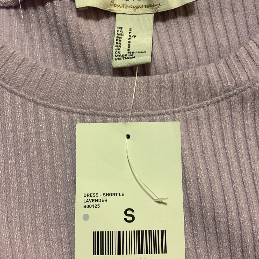 Contemporary Lavender Fitted Ribbed Dress - Picture 4 of 7